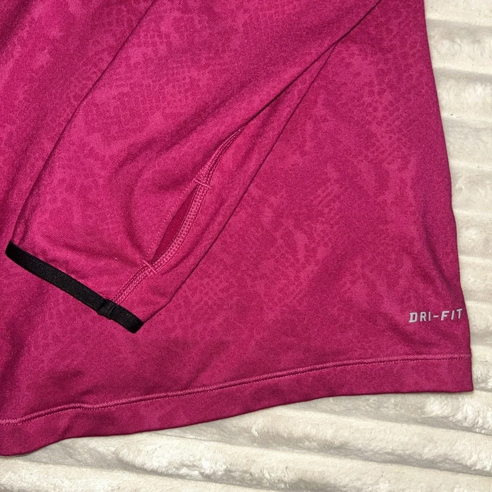 Nike Pro Pullover Womens Large Hot Pink Dri-Fit 1/2 Zip Mock Neck Fleece Lined‎
